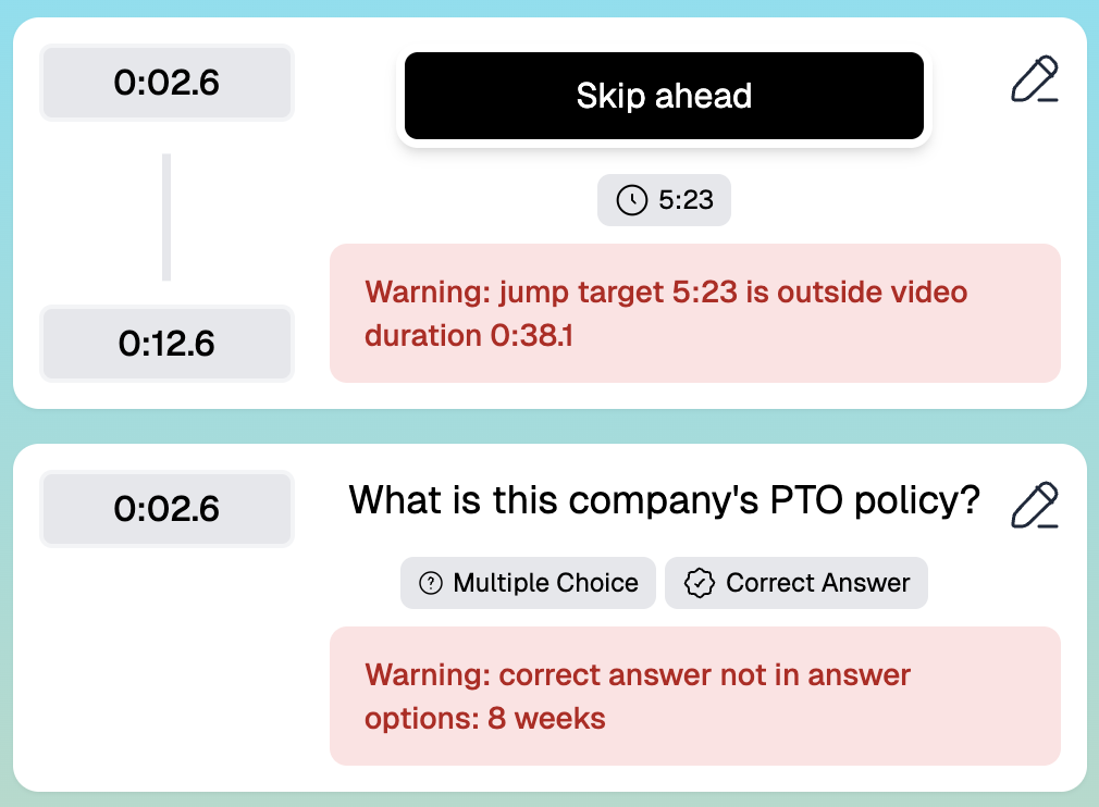 Interaction warning examples