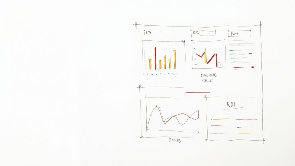 A person at a desk carefully comparing different software options on a laptop and taking notes.