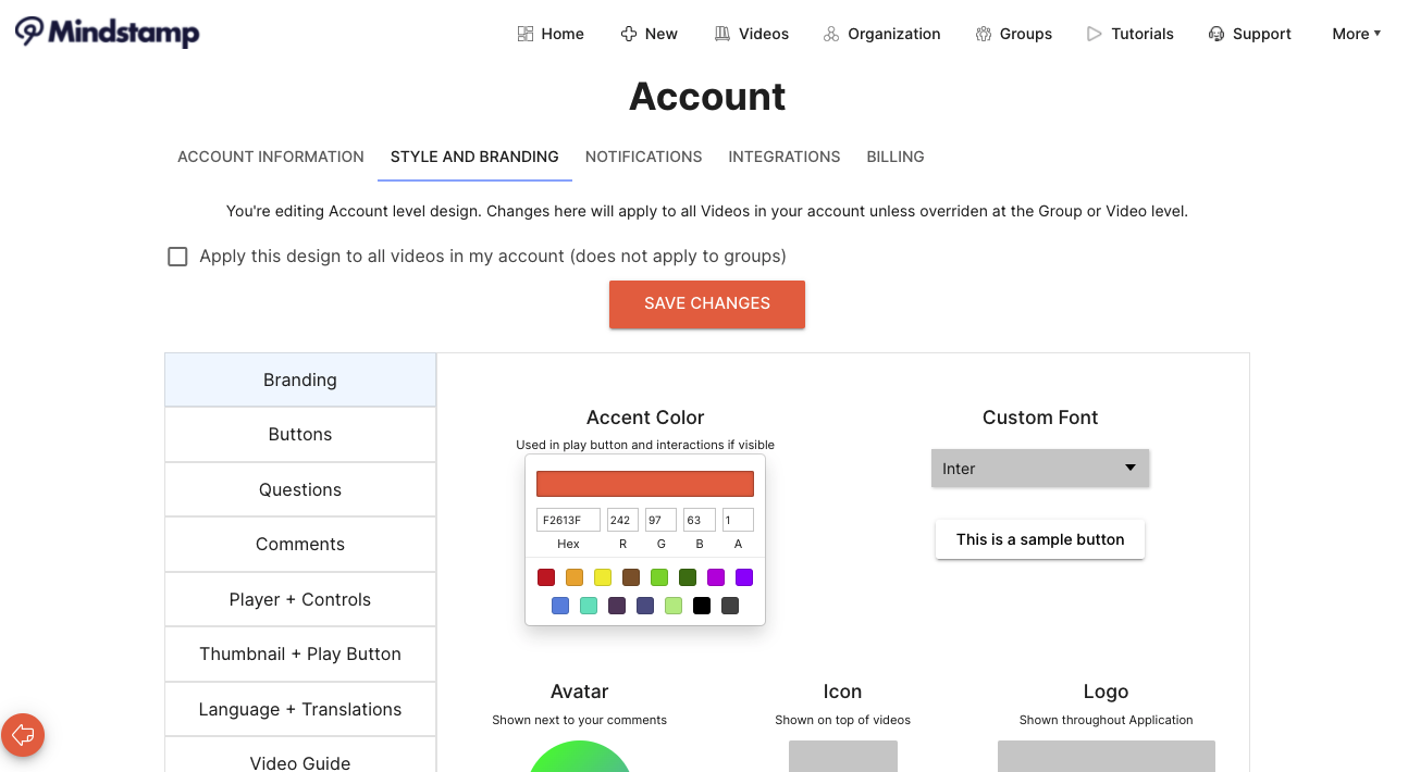 Update your style and branding under account settings to change your comment design. 