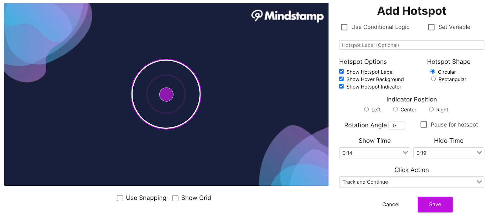 Adding a hotspot to your video using Mindstamp