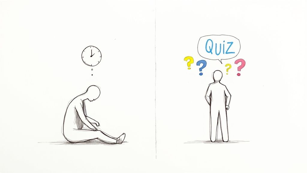 A person in a professional setting pointing at a chart showing upward-trending engagement metrics.