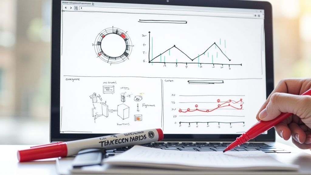 An attentive teacher observing her students working in a modern, sunlit classroom.
