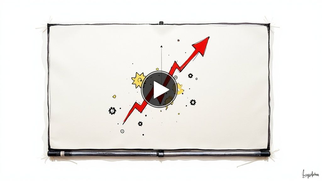 A graph showing a rising trend line with dollar signs, representing the connection between data and revenue.