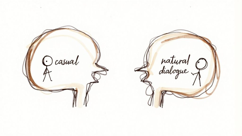 Person formatting a script on a laptop with visual cues and a camera in the background.