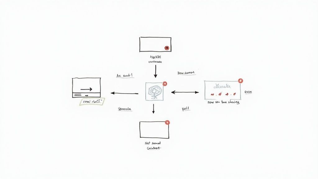 A person interacting with a video on a laptop screen, showing clickable elements.