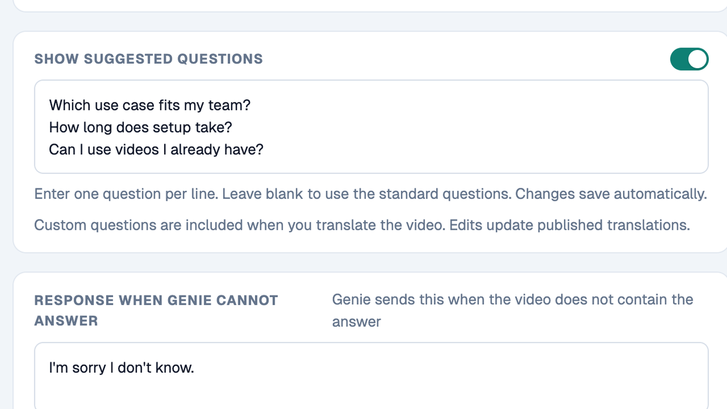 Genie Suggested Questions