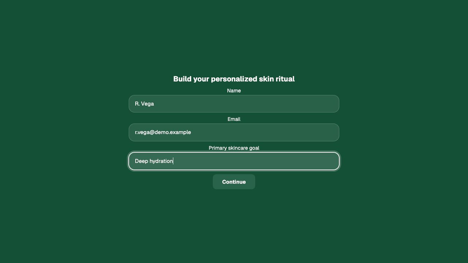 Mindstamp lead form inside a skincare campaign video asking for an email address and primary skincare goal